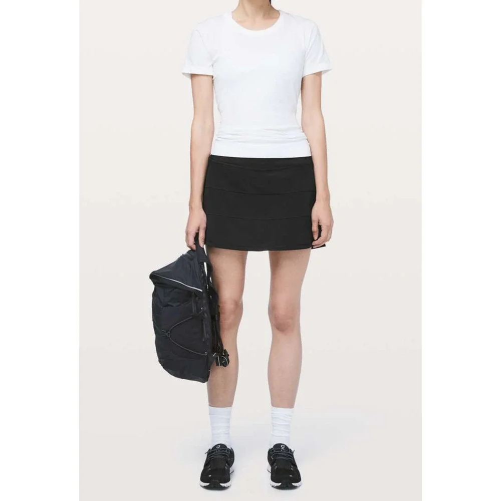 Lululemon Pace Rival Skirt + Shorts Skort 4-way Stretch Pocket Black Size 4 - Picture 12 of 12